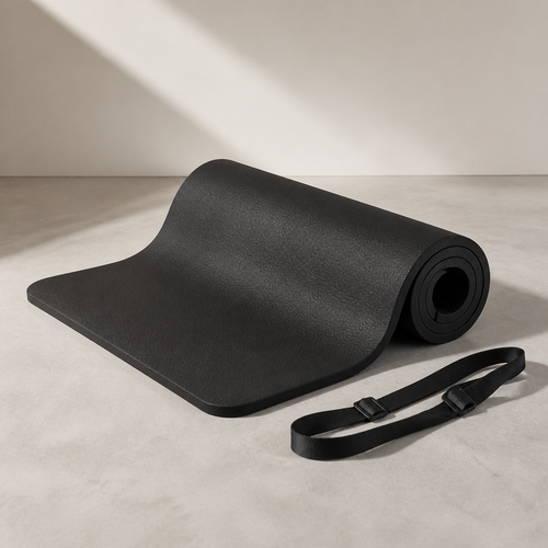 Black SÖM Ground Mat partially rolled with carry strap