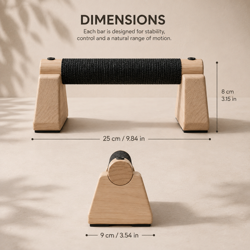 Dimensions of each SÖM Push-Up Bar: 25 cm long, 9 cm wide and 8 cm high.