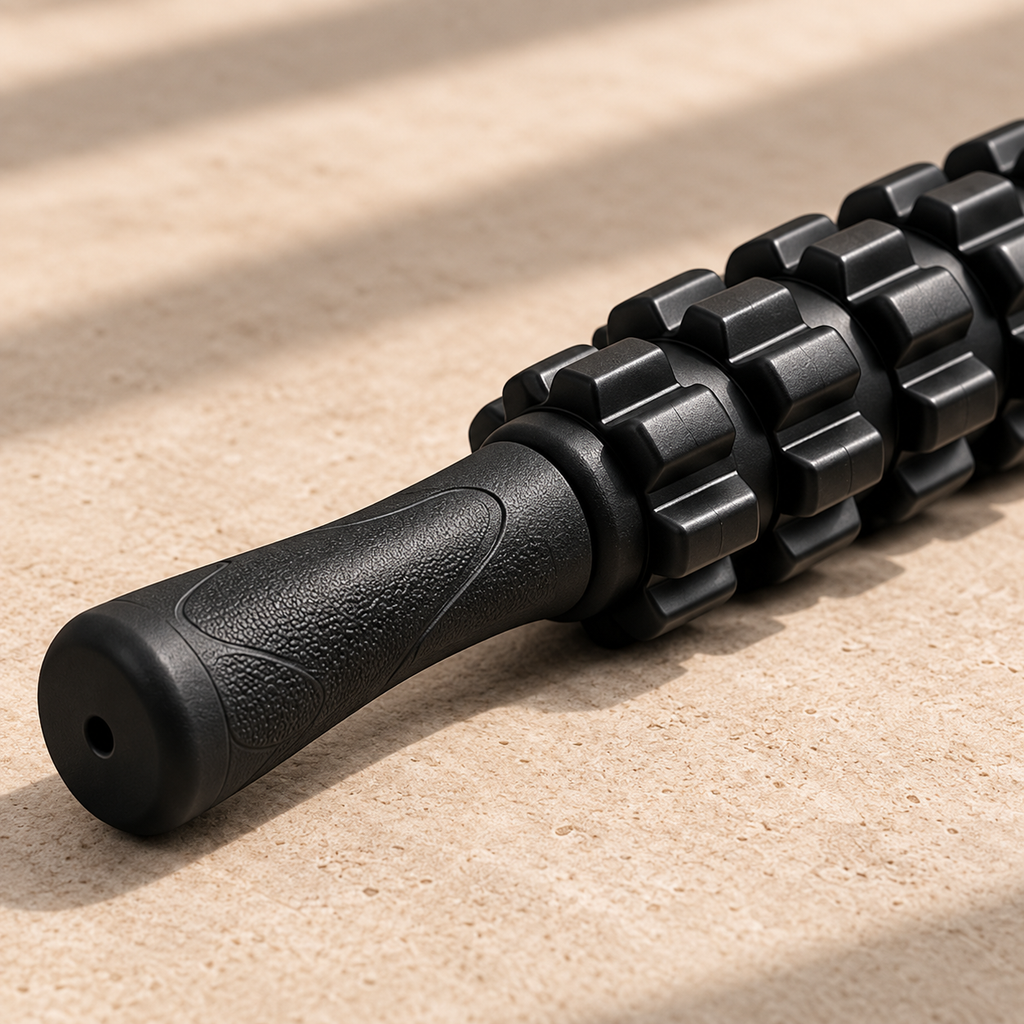 Black segmented massage stick from the SÖM Recovery Set